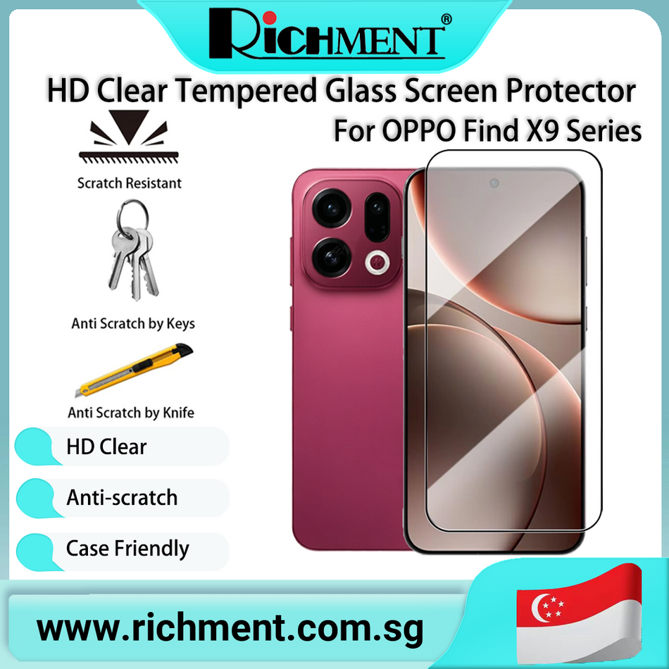 【✅SG Brand🔥】RICHMENT  HD Clear Tempered Glass Screen Protector Full Coverage  For OPPO Find X9 Ultra/X9 Pro/X9/OPPO Find X9S Pro