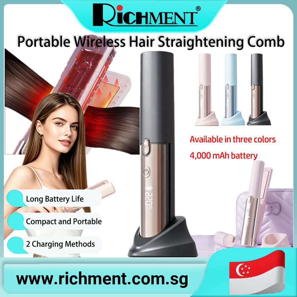 【✅SG Brand🔥】RICHMENT Hair Straightener Airstrait Straightener  For dry and wet use No heat damage Salon Grade Flat Iron