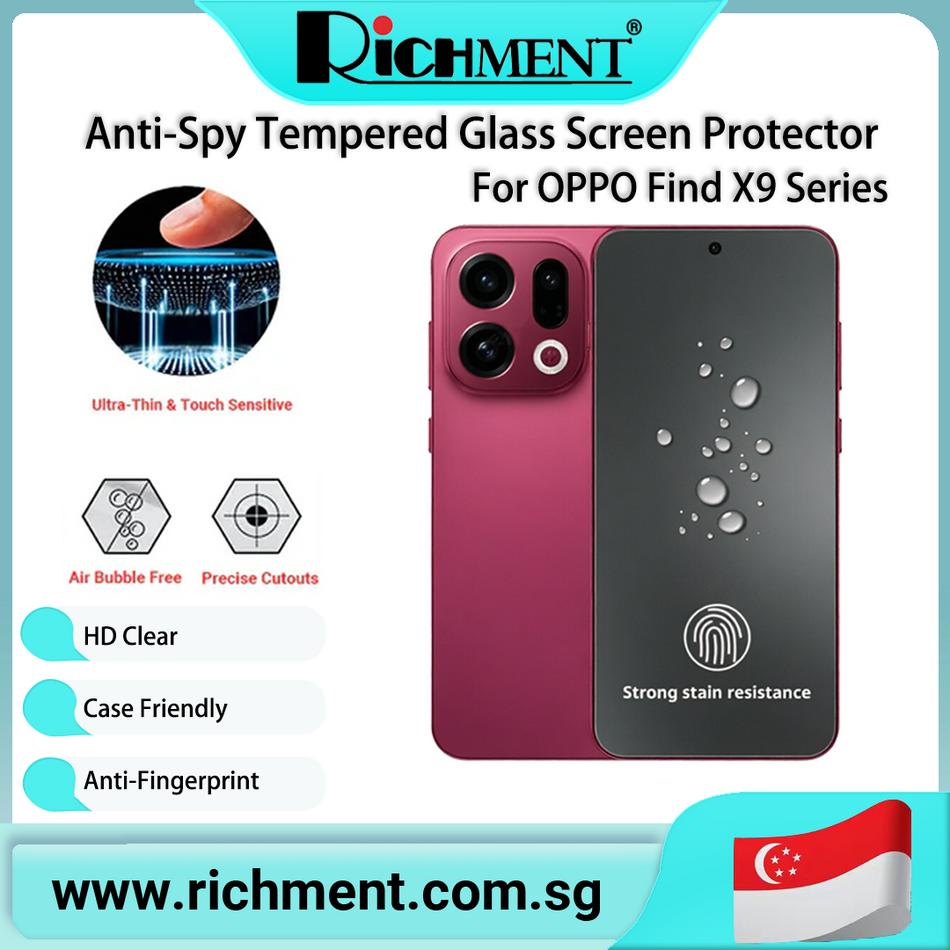 【✅SG Brand🔥】RICHMENT  Anti-Peep Tempered Glass Screen Protector for  OPPO Find X9 Ultra/X9 Pro/X9/OPPO Find X9S Pro Bubble-Free Application