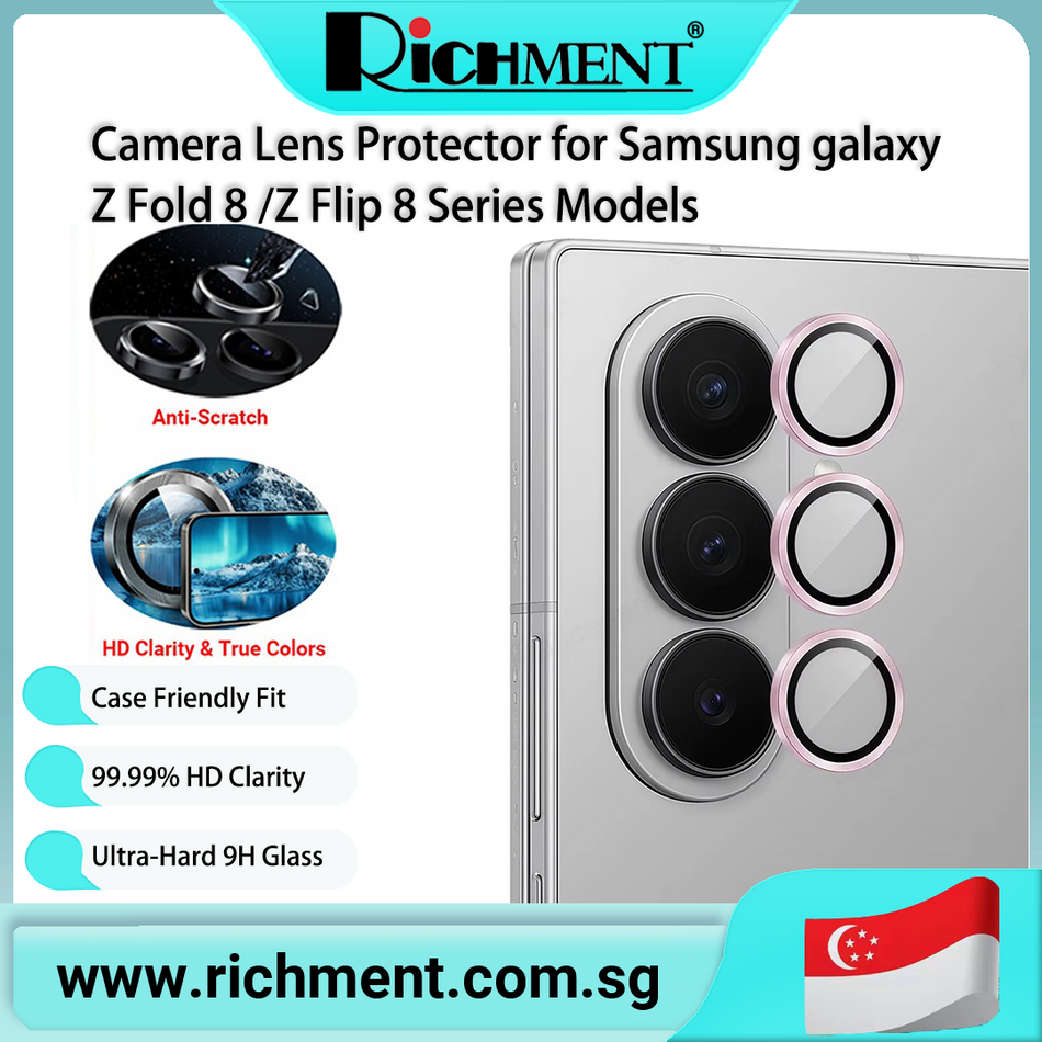 【✅SG Brand🔥】RICHMENT HD Clear/Colour Camera Protector Glass  Full Cover Lens for Samsung galaxy Z Fold 8/Samsung galaxy Z Flip 8/Samsung galaxy Z Fold 8 UItra