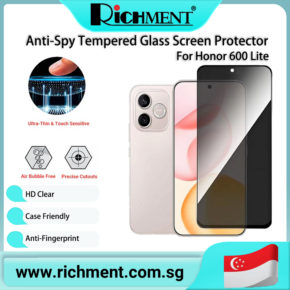 【✅SG Brand🔥】RICHMENT for Privacy Temgered Gass Antiapy Screen Protectors with Auto Installation  for Honor 600 lite/Honor 600/Honor 600 Pro