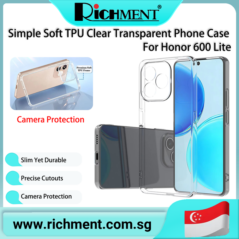 【✅SG Brand🔥】RICHMENT Ultra Thin Silicone Soft Case For Honor 600 Lite/Honor 600/Honor 600 Pro Transparent Clear Slim  Cover Shell Anti-Yellowing Scratch Resistant Case