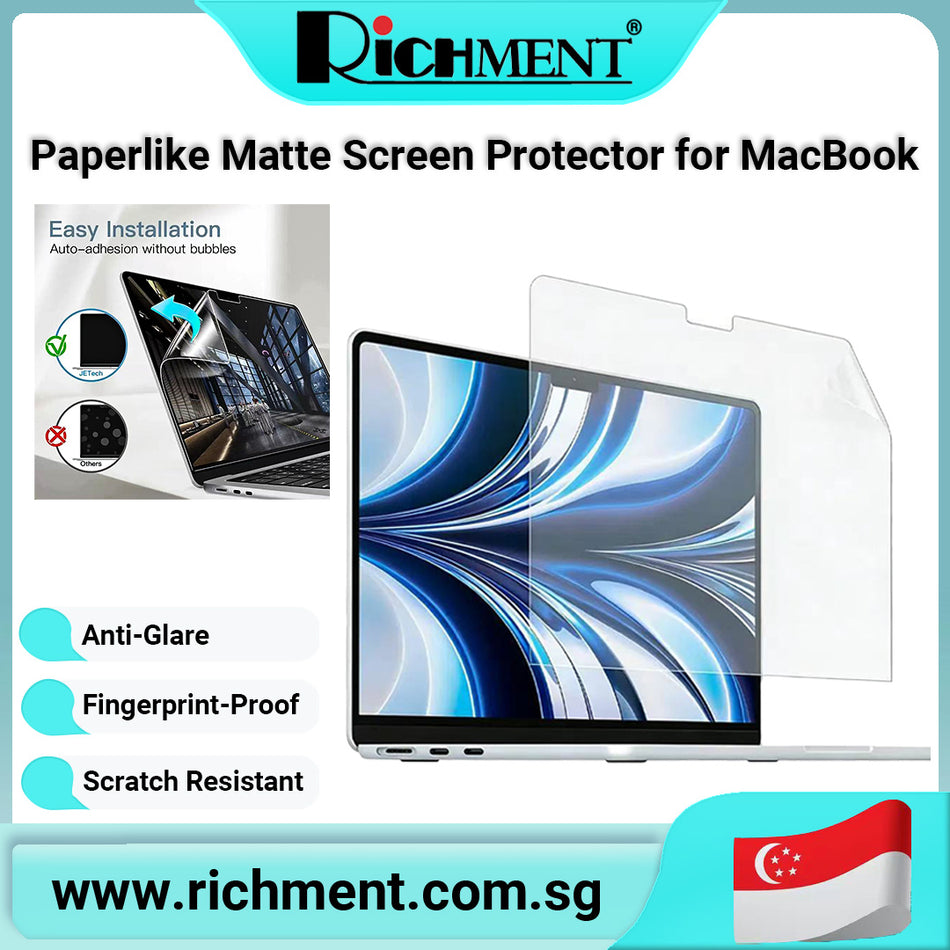 ✅SG Brand🔥】RICHMENT Matte Paperlike Screen Protector for MacBook  Neo A18 Pro 13 inch & Air 13.3 / 13.6 / 15.3 inch M1 M2 M3 M4 M5 & MacBook Pro 13.3 / 14.2 / 16.2 inch M1 M2 M3 M4 M5 & Intel 16.0 – Easy Installation & Anti-Glare Writing Film