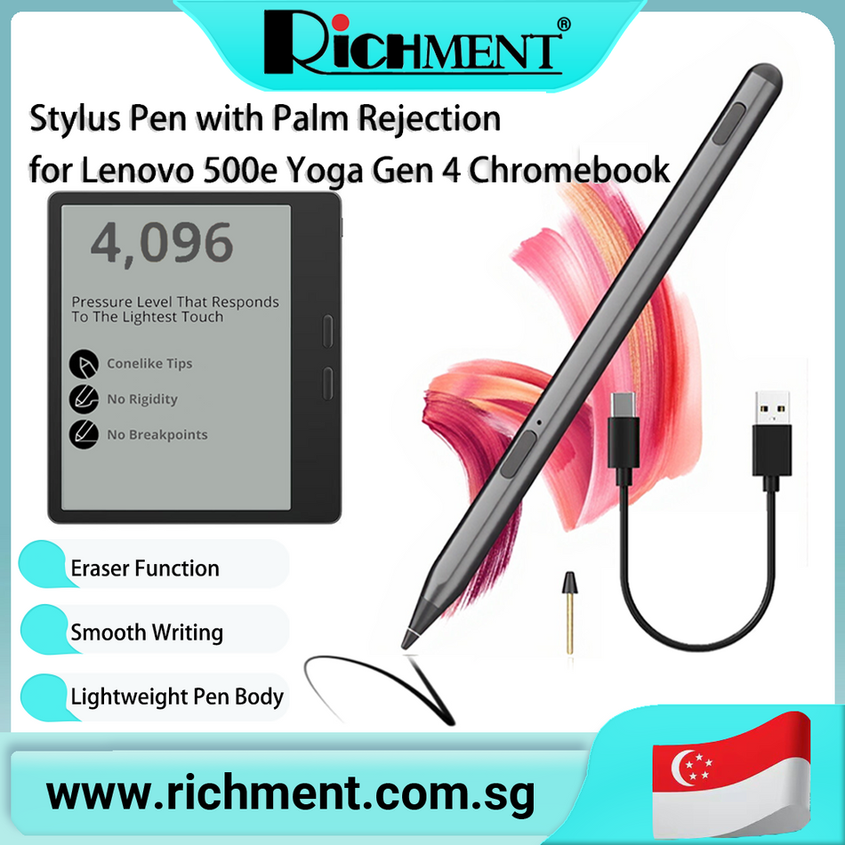 【✅SG Brand🔥】RICHMENT Lenovo Integrated Pen USI 2.0 4096 Pressure Sensitivity Stylus for Lenovo 500e Yoga Gen 4 Chromebook/Lenovo 300e Yoga Chromebook Gen 4/Lenovo  500e Chromebook Gen 4s