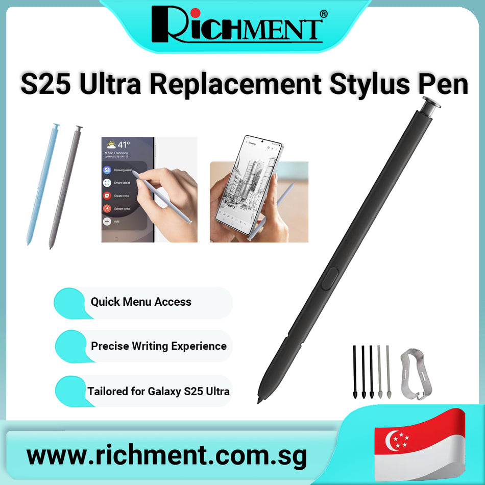 【✅SG Brand🔥】RICHMENT  S25 Ultra Replacement Stylus Pen for Samsung Galaxy S25 Ultra Touch Pen S Pen for S25 Ultra Pen with 5 PCS Free Tips/Nibs Replacement Pen