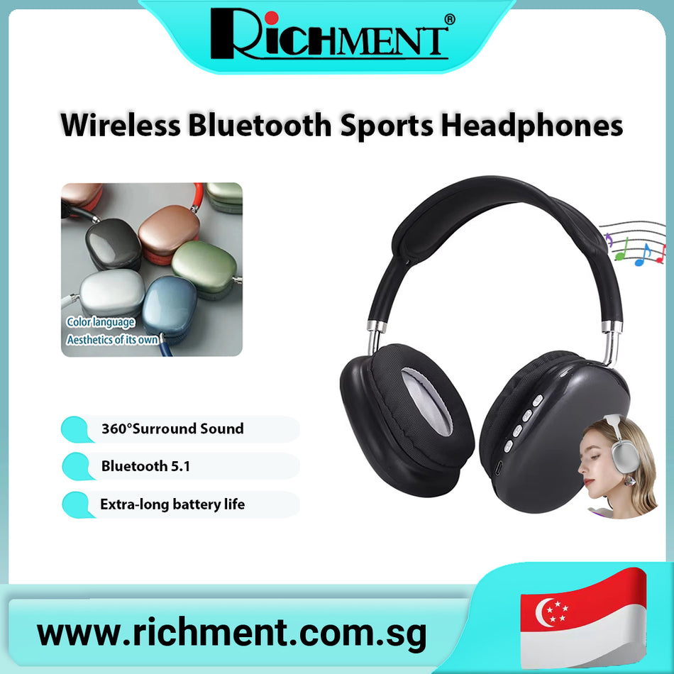 【✅SG Brand🔥】RICHMENT P9 Hybrid Active Noise Cancelling Headphones with Knob Control, 65H Playtime Over Ear Headphones Wireless Bluetooth 6.0, App Control, Hi-Res Audio, Comfort Fit, Clear Calls for Travel/Workout