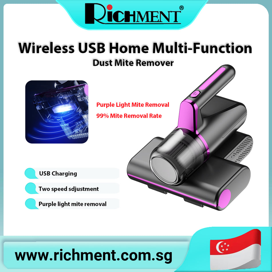 【✅SG Brand🔥】RICHMENT Wireless Dust Mite Remover Bedding & Household Dust Cleaner Dust Mite Eliminator Super Suction Sterilizer Multi-Functional