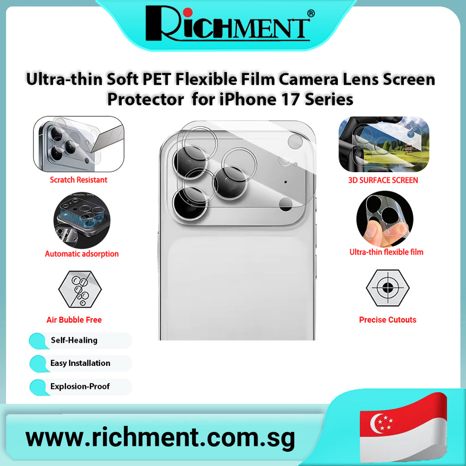 【✅SG Brand🔥】RICHMENT Camera Lens Protector, HD Clear Tempered Glass Camera Accessories, 9H Hardness Anti-Scratch Screen Cover, Case Friendly [Does Not Affect Night Shots  for iPhone 17  Series