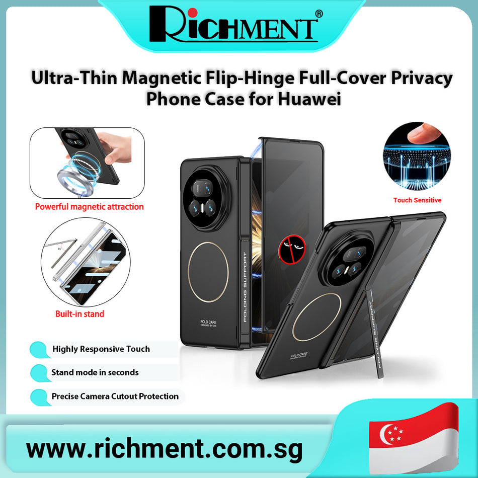 【✅SG Brand🔥】RICHMENT  Ultra-Thin Magnetic Anti-Peep Screen with HD and Drop ProtectionFlip-Hinge Full-Cover Privacy Phone Case for Huawei Honor Magic V5