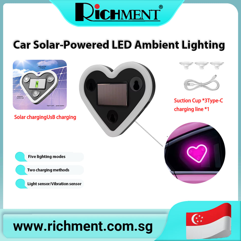 【✅SG Brand🔥】RICHMENT LED Ambient Lighting Car,Triangle or Back Window Heart-Shaped Light - Romantic Neon Decorative for Automotive Vehicle Door Truck Motorcycle Valentine's Day Party