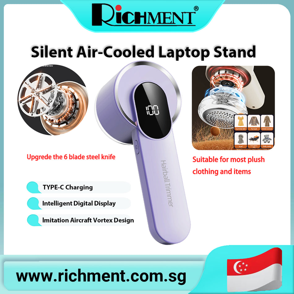 【✅SG Brand🔥】RICHMENT Cold-Weather Rechargeable Fabric Shaver Fuzz Remover with Digital Display Sweater Shaver with Six-Blade System and Safety Lock Three-Speed Lint Remover for Clothing, Furniture, Sofas, and Blankets