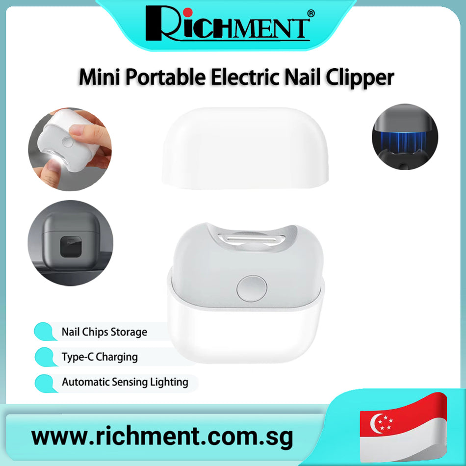 【✅SG Brand🔥】RICHMENT 1-in-1 Electric Nail Clipper (M9 MINI) Ultra-quiet electric nail clippers with light for adults Automatic nail trimmer with digital display Three-speed control for babies, children, kids, adults, seniors and carers