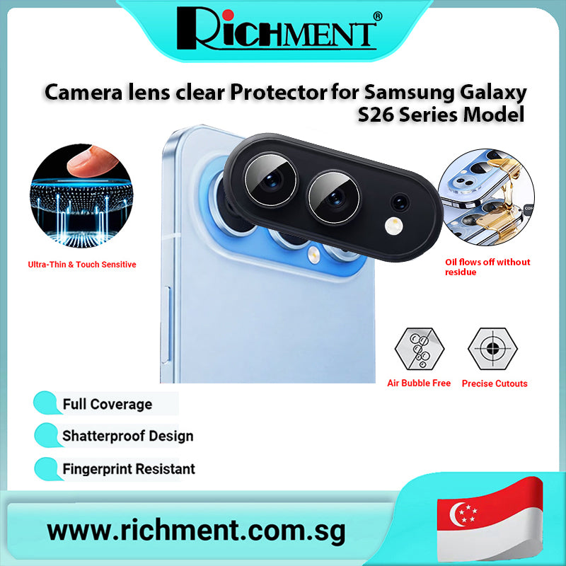 【✅SG Brand🔥】RICHMENT Camera Lens Protector for S26 5G / S26 Plus / S26 Ultra, HD Clear/Black Camera Accessories, 9H Hardness Anti-Scratch Screen Cover, Case Friendly, Does Not Affect Night Shots