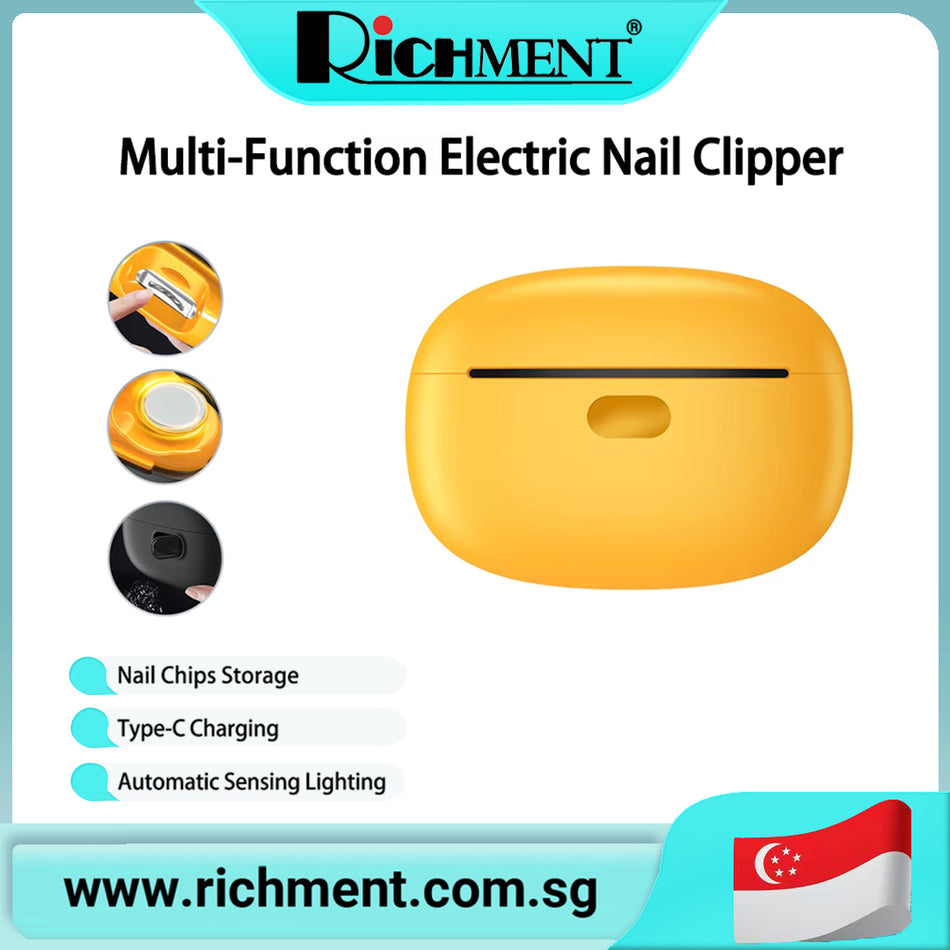 【✅SG Brand🔥】RICHMENT 3-in-1 Multi-Functional Electric Nail Clipper and File (M3) for Babies, Adults and Seniors - Heavy-Duty Manicure Polisher with Safety LED for Trimming & Polishing Nails