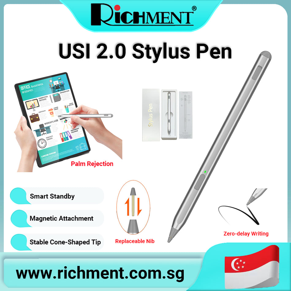【✅SG Brand🔥】RICHMENT USI 2.0 Stylus Pen Tilt Support, Palm Rejection,4096 Pressure Sensitivity,Tail Eraser for Amazon Fire Max 11 Tablet |🎁 Perfect Gift for Birthday & Christmas