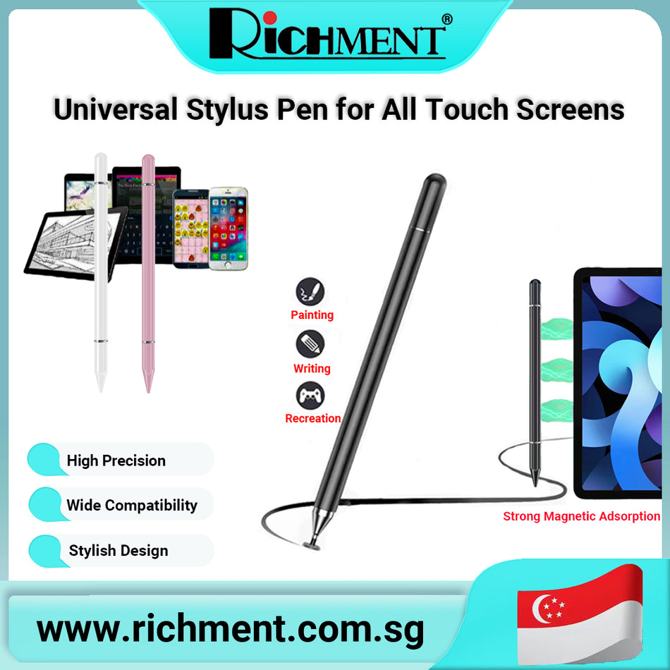 【✅SG Brand🔥】RICHMENT Universal Stylus Pen – High Sensitivity & Precision Disc Tip for iPhone, iPad, Android, Samsung, Surface, Kindle, and All Touch Screens