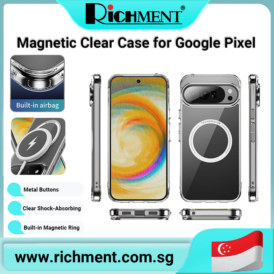 【✅SG Brand🔥】RICHMENT Magnetic Clear Case for Google Pixel 8/Pixel 8 Pro/Pixel 8A/Pixel 9/Pixel 9 Pro/Pixel 9 Pro XL/Pixel 10/Pixel 10 A/Pixel 10 Pro/Pixel 10 Pro XL – Shockproof & Slim Design