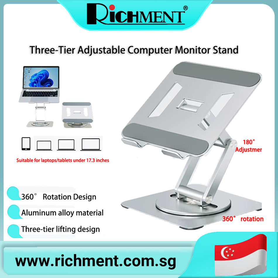 【✅SG Brand🔥】RICHMENT Adjustable Tablet Stand, 360 Rotating iPad Stand with Heavy-Duty Base, Tablet Holder Compatible with 4.0-16.9" Device, 2025 iPad Pro Air Mini, Kindle, Surface Tablet, Portable Monitors