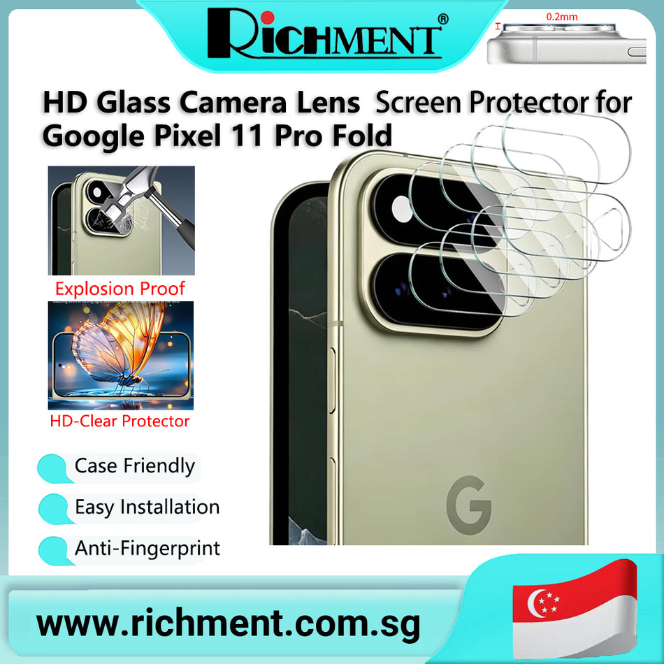 【✅SG Brand🔥】RICHMENT HD Clear & Black Camera Lens Glass 9H Tempered Ultra-Thin Protector for Google Pixel 11 Pro Fold Tempered Glass, Anti-Scratch, Explosion-Proof, Ultra-Thin Slim Fit, Case Friendly, Easy Installation