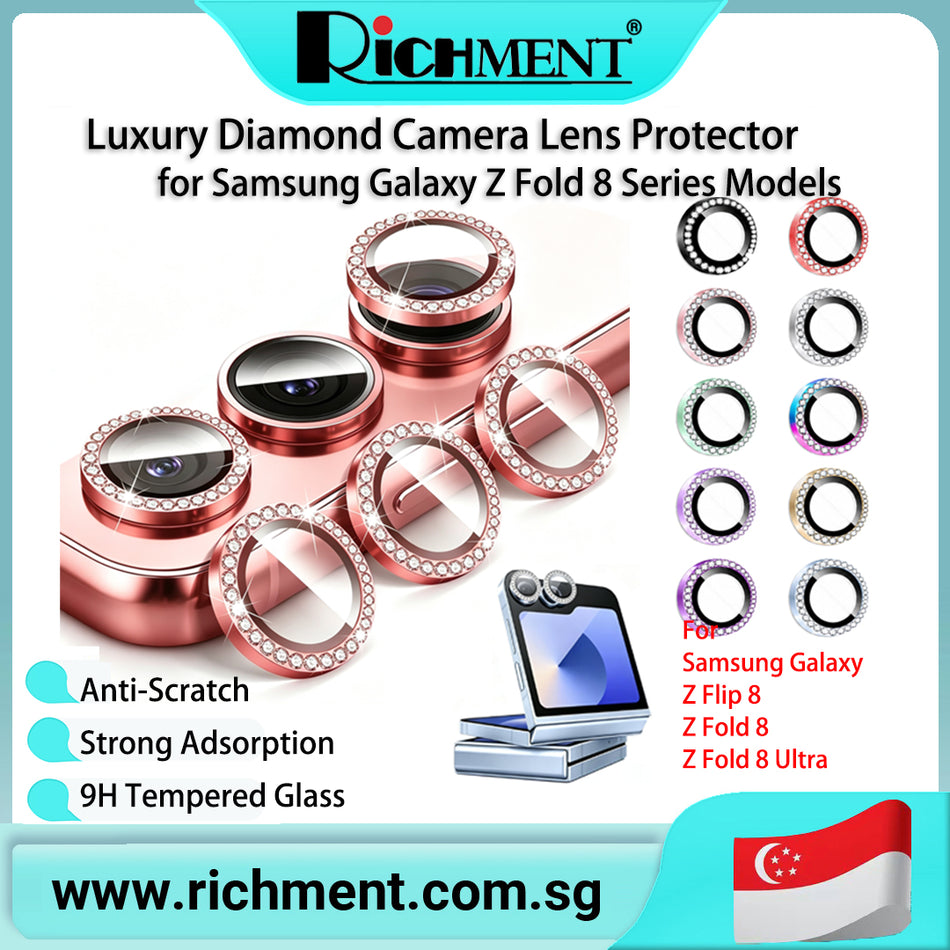 【✅SG Brand🔥】RICHMENT Luxury Diamond HD Clear Camera Lens Protector for Samsung Galaxy Z Fold 8/ Samsung Galaxy Z Fold 8 Ultra/ Samsung Galaxy Z Flip 8