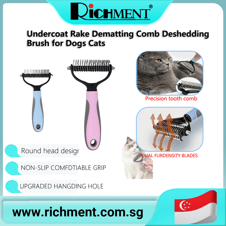 【✅SG Brand🔥】RICHMENT Dog & Cat Comb, Pet Hair Removal & Dematting Brush, Deshedding Tool for Fur Knot Cutter, Grooming Pet supplies, festive gifts