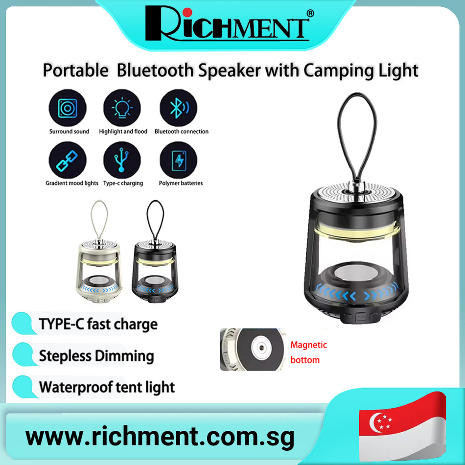 【✅SG Brand🔥】RICHMENT Mini Portable TWS 3D Stereo Interconnection Bluetooth Speaker Waterproof Sports Noise Cancelling