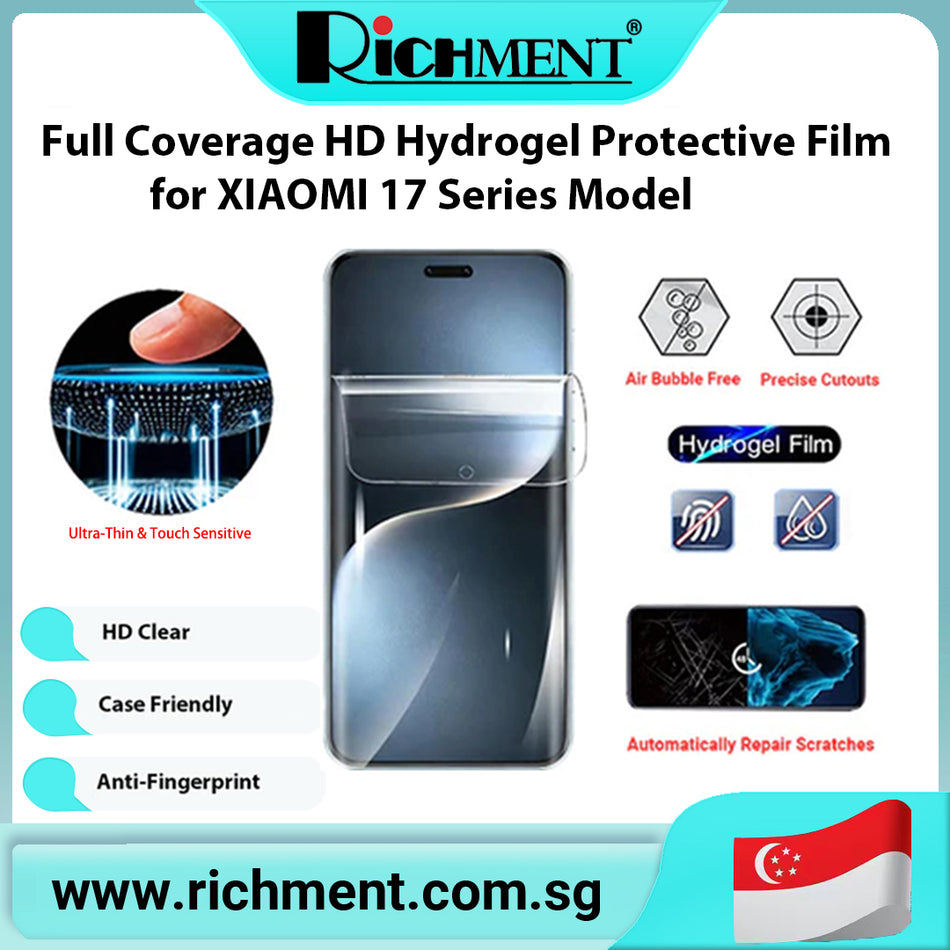 【✅SG Brand🔥】RICHMENT RICHMENT Clear Hydrogel Unlock Friendly Bubble Free Soft Screen Protector for Xiaomi 17T/17T PRO/Xiaomi POCO X8 Pro Max