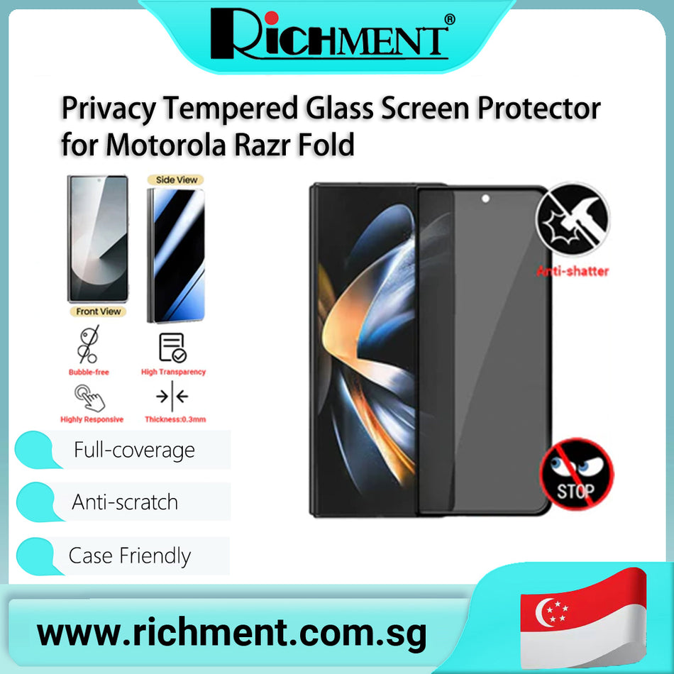 【✅SG Brand🔥】RICHMENT Privacy Tempered Glass Curved Tempered Film Screen Protector Fingerprint for Motorola Razr Fold