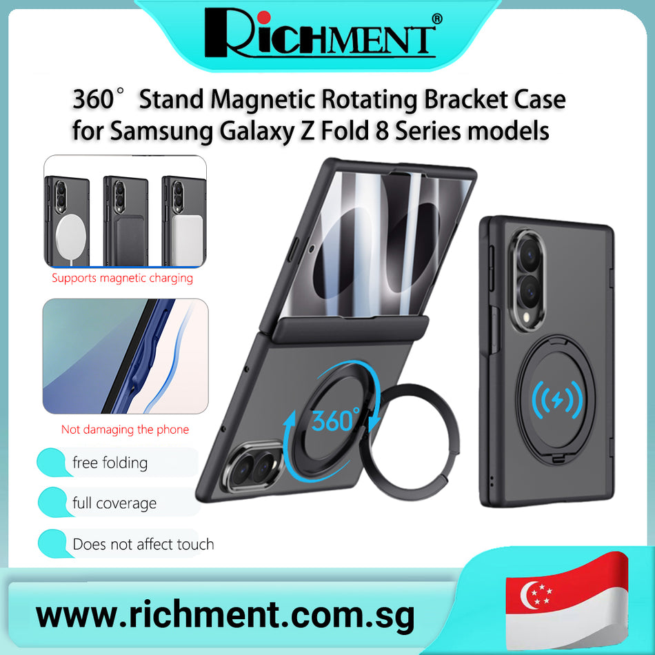 【✅SG Brand🔥】RICHMENT 360° Magnetic HD Clear/Privacy Rotating Bracket Matte, shock-resistant Case for Samsung Galaxy Z Fold 8/Samsung Z Fold 8 Ultra