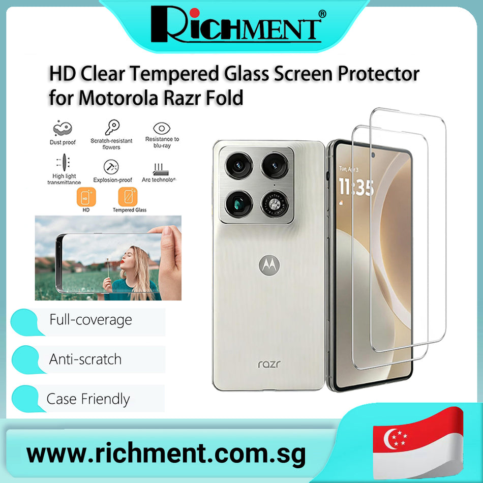 【✅SG Brand🔥】RICHMENT HD Clear Tempered Glass Curved Tempered Film Screen Protector Fingerprint for Motorola Razr Fold
