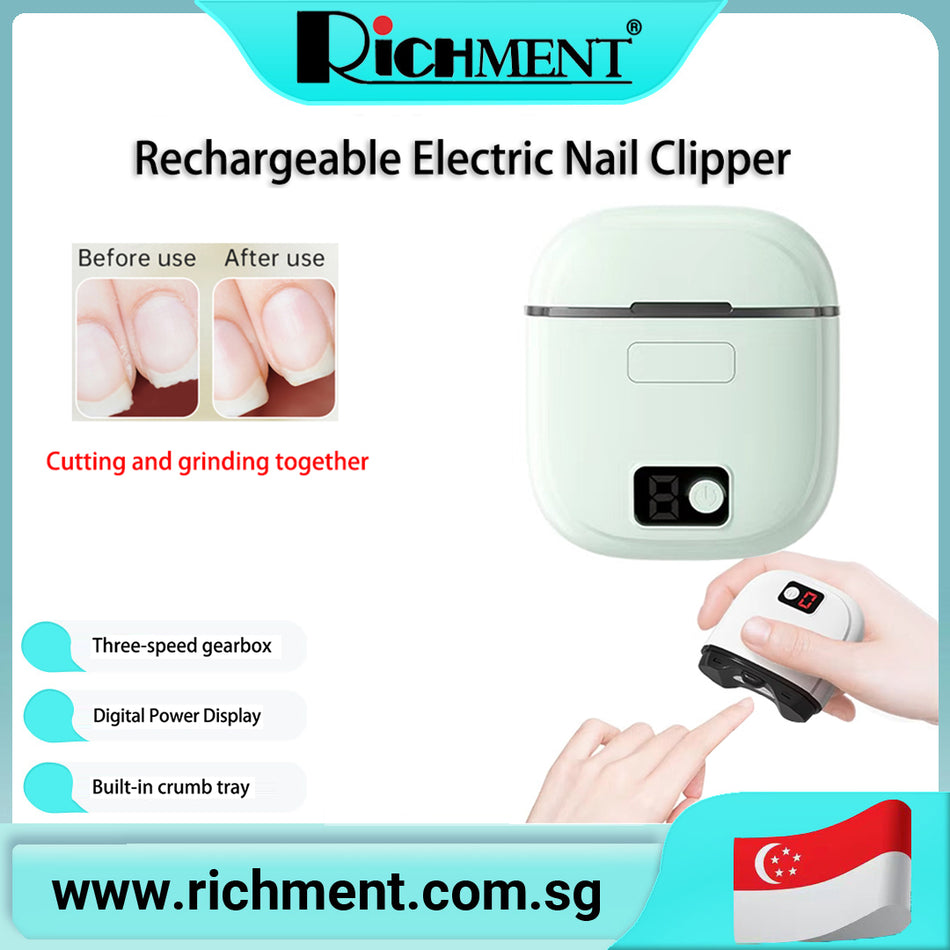 【✅SG Brand🔥】RICHMENT  Ultra-quiet electric nail clippers with light for adults Automatic nail trimmer with digital display Three-speed control   for Baby, Children, Kids, Adult, Seniors and Caregivers
