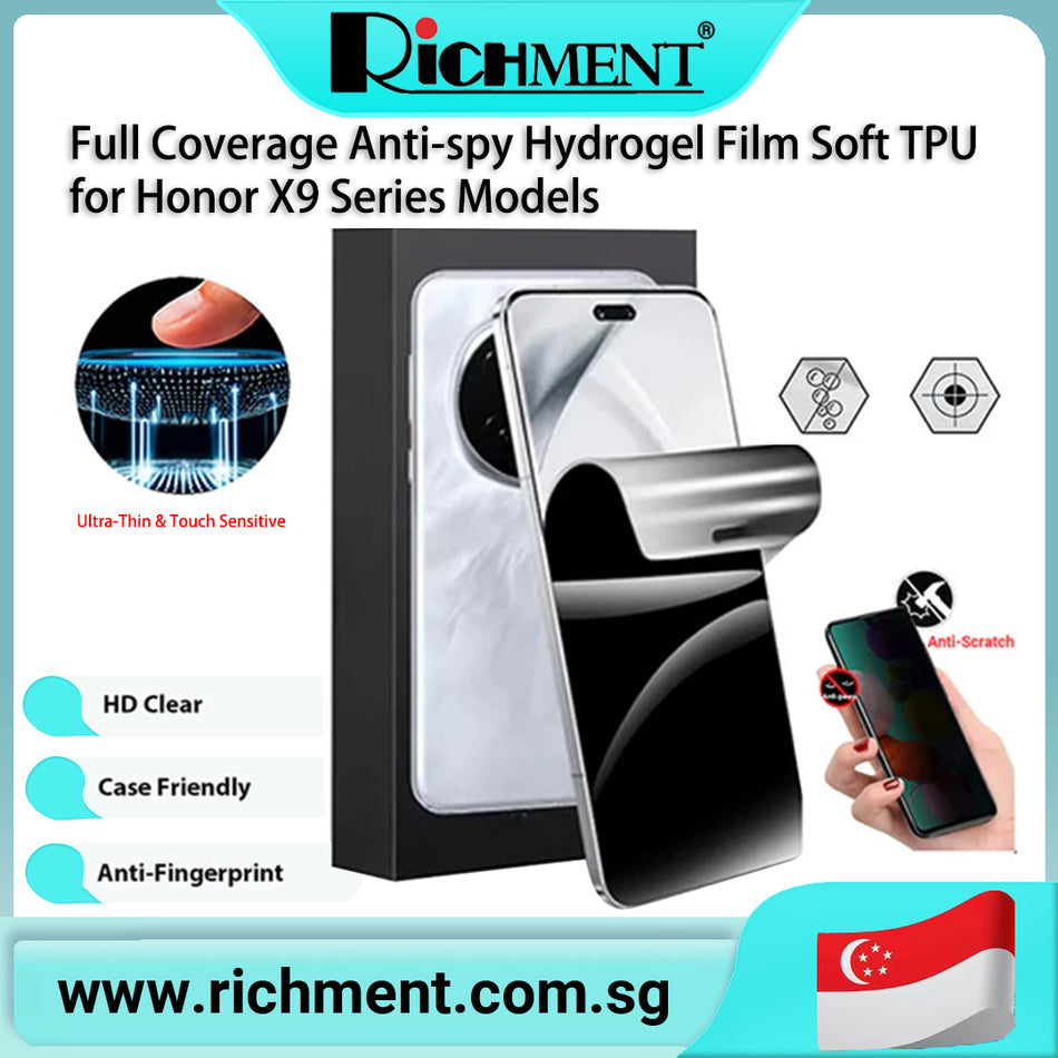 【✅SG Brand🔥】RICHMENT Full Coverage Anti-Spy Hydrogel Full-coverage  Soft TPU Screen Protector for Honor X9C/Honor X9D