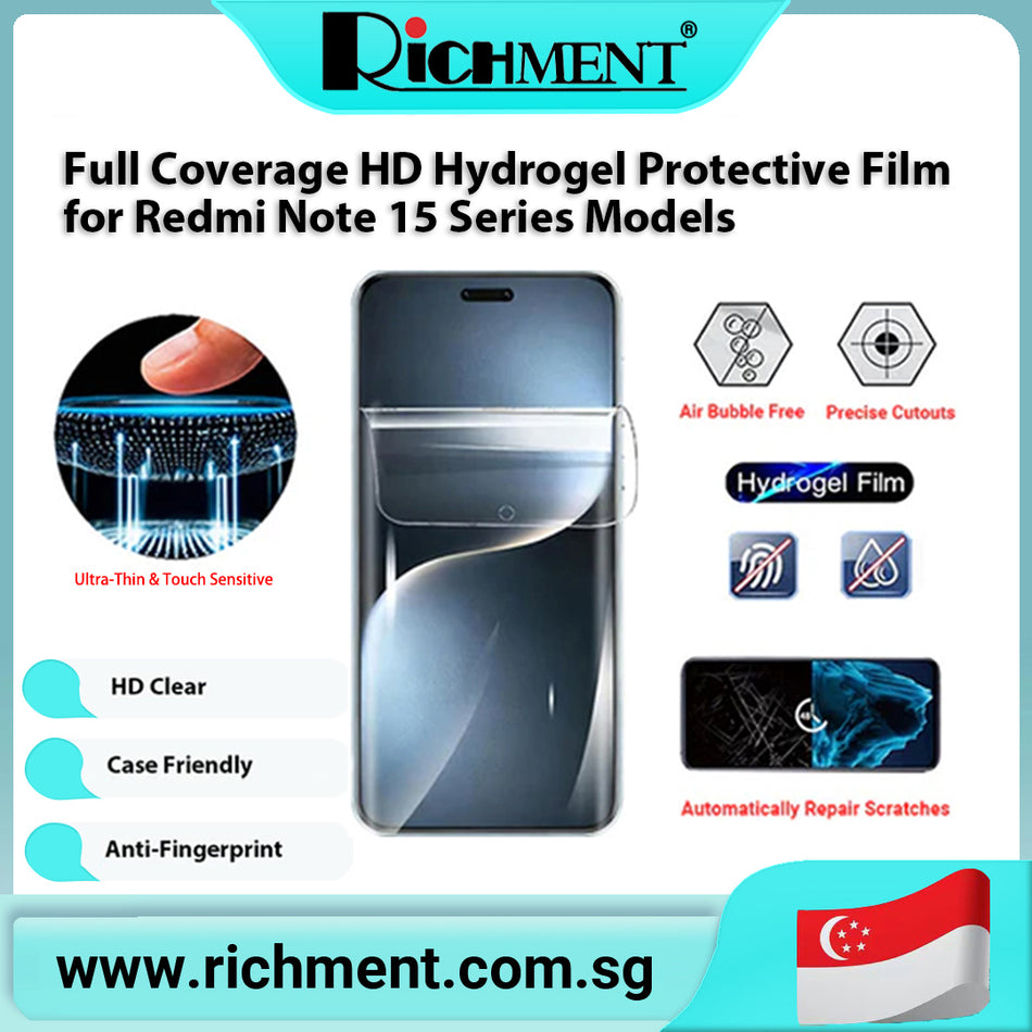 【✅SG Brand🔥】RICHMENT RICHMENT Clear Hydrogel Unlock Friendly Soft Screen Protector For Redmi Note 15/15 Pro/15 Pro Puls