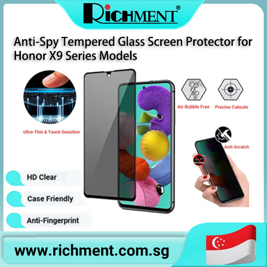 【✅SG Brand🔥】RICHMENT Silk-Printed Privacy Tempered Glass Full-coverage Screen Protector For Honor X9C/Honor X9D